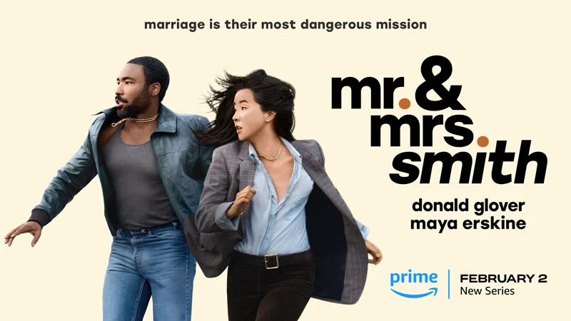 Promotional banner for Mr. and Mrs. Smith: marriage is their most dangerous mission