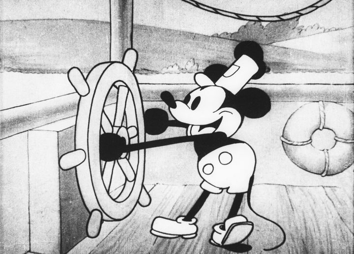 Steamboat Willie still in black and white