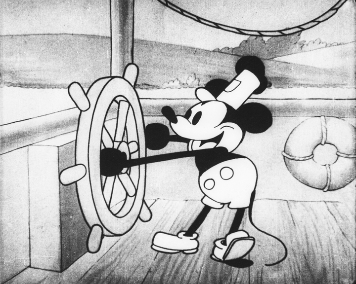 Steamboat Willie still in black and white