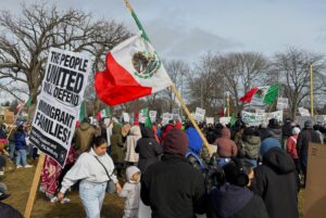 Hundreds protest President Trump’s mass deportation order