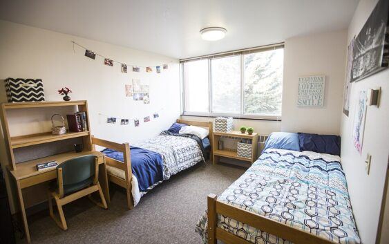 Photo of a decorated dorm room.