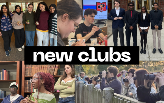 Photo collage of five groups of students